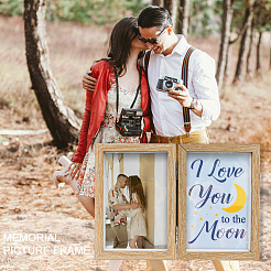 Word I Love You To The Moon Wood Picture Frames Box&nbsp;AJEW-FG0004-02C