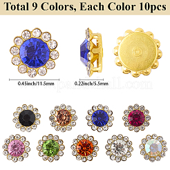 90Pcs 9 Colors Flower Sew on Rhinestones&nbsp;RB-GF0001-08