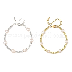 2Pcs 2 Colors Natural Cultured Freshwater Pearl and Electroplate Synthetic Non-magnetic Hematite Beaded Bracelet Sets for Women&nbsp;BJEW-JB14437