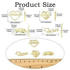 4Pcs 4 Styles Heart Brass Micro Pave Clear Cubic Zirconia Connector Charmss&nbsp;KK-CJ0005-73