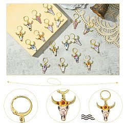 Cattle Alloy Enamel Pendant Locking Stitch Markers&nbsp;HJEW-CJ00032