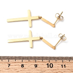 Cross 304 Stainless Steel Dangle Stud Earrings&nbsp;EJEW-G453-12G