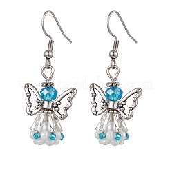 Angel Handmade Glass Seed Beads Dangle Earrings for Women&nbsp;EJEW-MZ00394-04