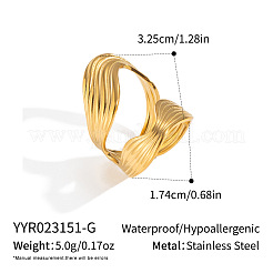 Irregular 304 Stainless Steel Cuff Open Rings for Women&nbsp;EA3390-1