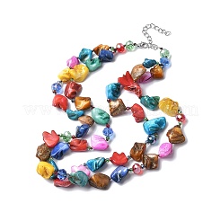 Bohemian Shell Chip Double Layer Necklaces&nbsp;NJEW-C072-04