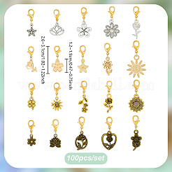 100Pcs Flower Alloy Pendant Decorations&nbsp;HJEW-PH02509