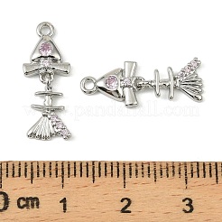 Brass Micro Pave Cubic Zirconia Pendants&nbsp;KK-C107-16P
