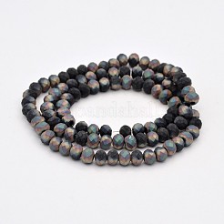 Half Rainbow Plated Faceted Rondelle Glass Beads Strands&nbsp;EGLA-J054-6x4mm-HR01