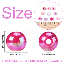 200Pcs 10 Colors Opaque Acrylic Beads&nbsp;MACR-YW0003-72
