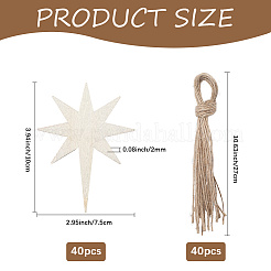 40Pcs Unfinished Wooden Star Pendants Set for Painting Arts&nbsp;WOOD-SP0001-43