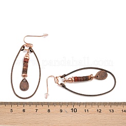 Oval Alloy Synthetic Turquoise Rondelle Bead Dangle Earrings&nbsp;FS-WG35F5C-01