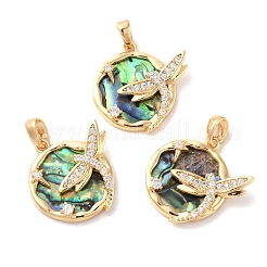 Brass Micro Pave Clear Cubic Zirconia Pendants&nbsp;KK-I703-04A-G