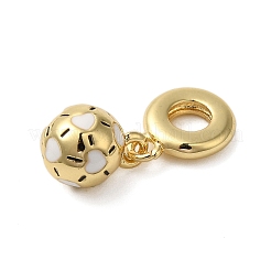 Rack Plating Brass Enamel Sport Ball European Dangle Charms&nbsp;KK-P279-49G