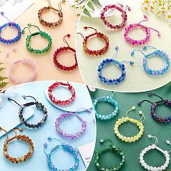Sparkling Round Glass Braided Bead Bracelet&nbsp;BJEW-SW00082-01