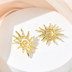 Sun Brass Stud Earrings for Women&nbsp;EJEW-A167-08G
