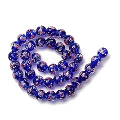 Luminous Handmade Glod Sand Lampwork Beads Strands&nbsp;LAMP-B028-03N-10mm