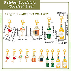 Beer & Wine Theme Pendant Stitch Markers&nbsp;HJEW-AB00425