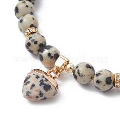Natural Dalmatian Jasper Round Beaded Stretch Bracelets&nbsp;BJEW-JB09727-02
