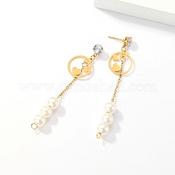 Golden 304 Stainless Steel Dangle Stud Earrings&nbsp;CL0746-3
