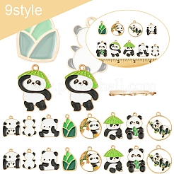 36Pcs 9 Styles Panda Theme Alloy Enamel Pendants&nbsp;ENAM-FS0002-31