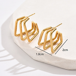 304 Stainless Steel Rectangle Stud Earrings&nbsp;UF5198-1