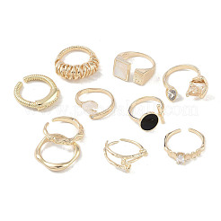 20Pcs 10 Styles Brass Adjustable Open Cuff Rings Set&nbsp;RJEW-A039-01G