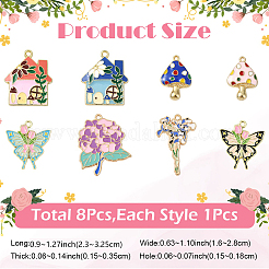 8Pcs 8 Styles Alloy Enamel Pendants&nbsp;ENAM-YW0006-71