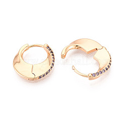 Brass Micro Pave Zirconia Moon Hoop Earrings&nbsp;EJEW-T048-37B-G