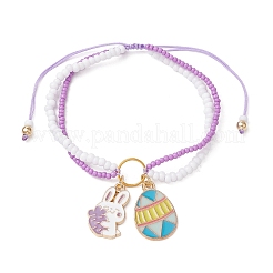 Easter Glass Seed Beads Braided Bead Bracelets&nbsp;BJEW-MZ00150-04