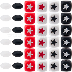 70Pcs 6 Styles Rondelle & Cube with Star Silicone Beads&nbsp;SIL-PA0001-35