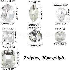 70Pcs 7 Style DIY Pointed Back K9 Glass Rhinestone Cabochons&nbsp;RGLA-CA0001-07