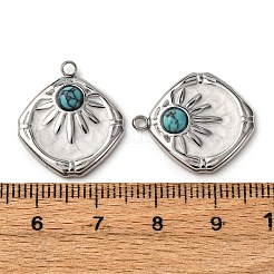 304 Stainless Steel White Enamel Pendants&nbsp;STAS-P406-03P