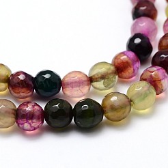 Dyed Natural Agate Faceted Round Beads Strands&nbsp;X-G-P098-02