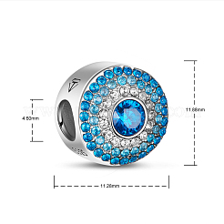 Rhodium Plated 925 Sterling Silver The World of Blue Cubic Zirconia European Beads&nbsp;TS-C-182