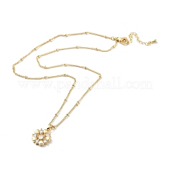 Heart Flower Brass Micro Pave Cubic Zirconia Pendant Necklaces for Women&nbsp;NJEW-A015-10KCG