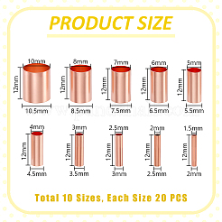 200Pcs 10 Styles Brass Tube Beads&nbsp;KK-GA0002-41