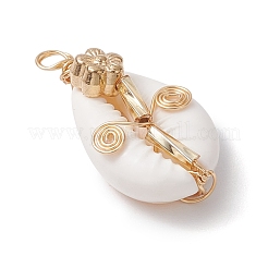 Copper Wired Flower Natural Shell Pendants&nbsp;PALLOY-JF03113