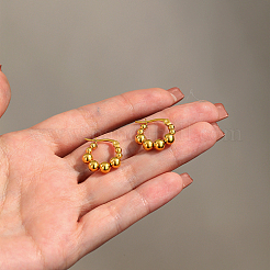 304 Stainless Steel Round Ball Beaded Hoop Earrings&nbsp;OH2554