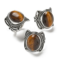 Natural Tiger Eye Adjustable Rings&nbsp;RJEW-I108-02AS-07