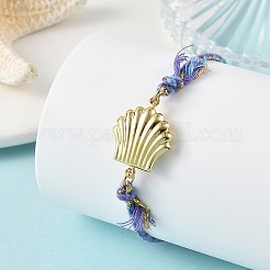 Ocean 304 Stainless Steel Link Adjustable Braided Polycotton Metallic Cord Slider Bracelets&nbsp;BJEW-JB14245-02