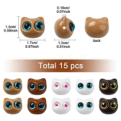 15Pcs 3 Colors Opaque Acrylic with Resin Beads&nbsp;OACR-YW0001-99