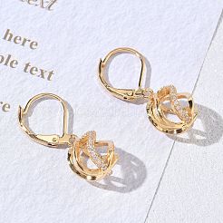 Brass Micro Pave Clear Cubic Zirconia Leverback Earrings&nbsp;KK-CBA4112-09G