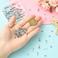 100Pcs 2 Styles 304 Stainless Steel Stud Earring Findings&nbsp;STAS-YW0003-44