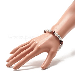 Natural Howlite Beaded Stretch Bracelet for Women or Men&nbsp;BJEW-JB07732-03