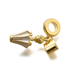 Brass Enamel Badminton European Dangle Charms&nbsp;KK-C087-11G-03