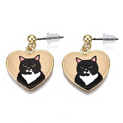 Alloy Kitten Dangle Stud Earrings&nbsp;EJEW-G148-27G-01