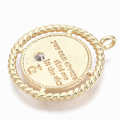 Brass Micro Pave Clear Cubic Zirconia Pendants&nbsp;KK-R126-020-NF