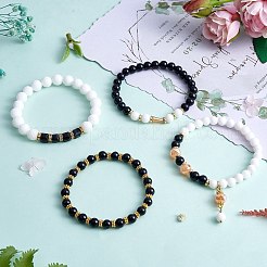 4Pcs 4 Style Natural Malaysia Jade Stretch Bracelets Set with Glass Beaded&nbsp;BJEW-SW00105-05