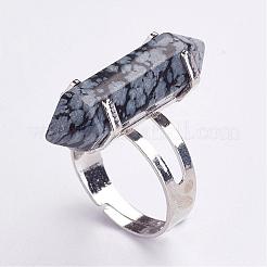 Natural Snowflake Obsidian Finger Rings&nbsp;RJEW-P120-A05