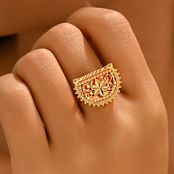 Brass Geometric Floral Finger Rings for Women&nbsp;CO0398